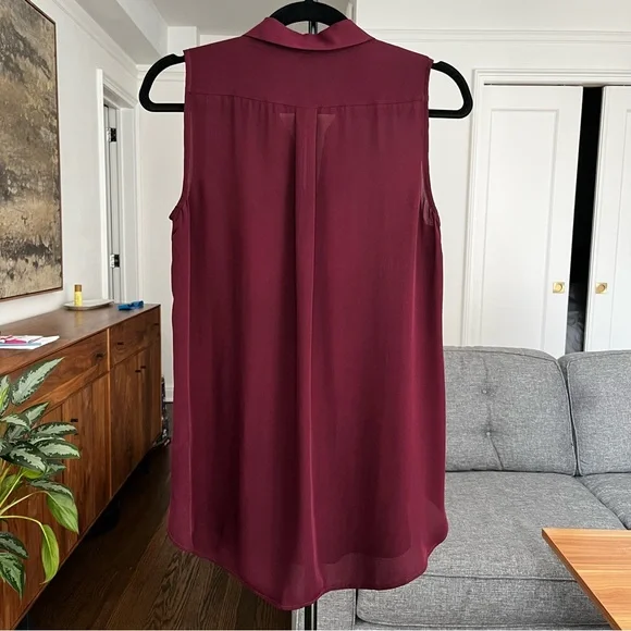 J. Crew 100% Silk Sleeveless Burgundy Top - Picture 2 of 5